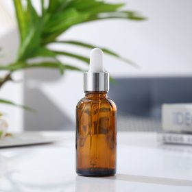 Chai Chiết Serum Nâu Khoen Bạc Núm Trắng Chai chiết serum nâu khoen bạc núm trắng