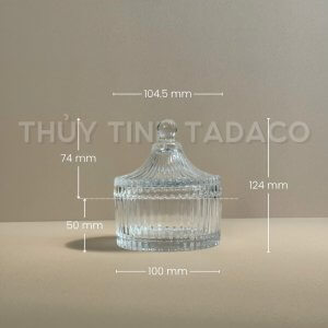 Kích thước chi tiết thố mứt thủy tinh Deli TG1032-4
