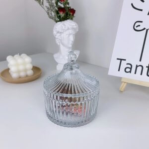 Thố thủy tinh Deli TG1032-4 vân sọc có nắp hu mut non tron deli tg103204
