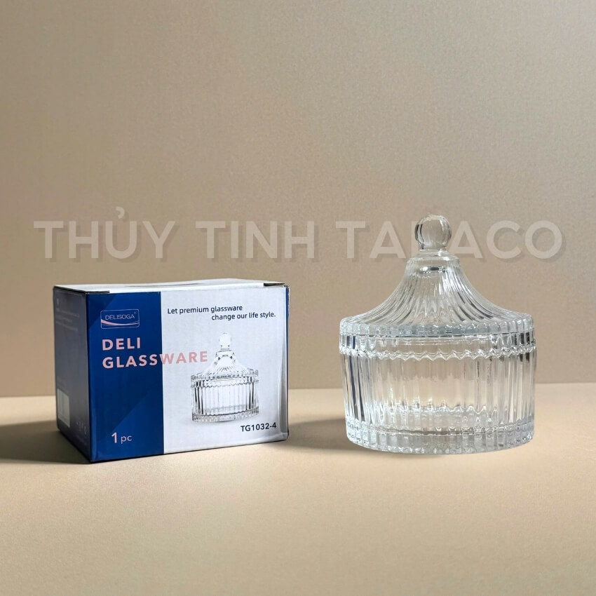 hũ mứt thủy tinh Deli TG1032-4 Bao bì thố mứt thủy tinh Deli TG1032-4