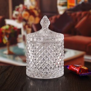 Trang chủ Thố mứt thủy tinh Deli TG1030-3.5 vân kim cương sang trọng