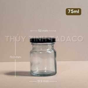 Kích thước hũ yến chưng tròn 75ml