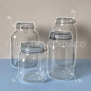 Hũ dáng tròn nắp cài inox kín hơi