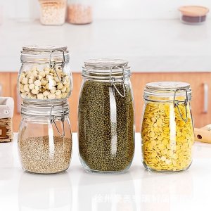 Trang chủ Hũ thủy tinh tròn nắp gài inox kín hơi