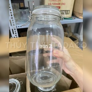 Hũ TRÒN nắp cài kín hơi 1L 1.5L 2L 3L hu thuy tinh tron tron 2 lit nap cai kin hoi